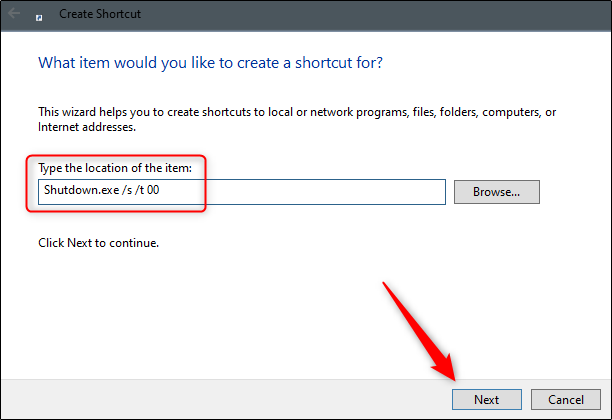 how to create a shortcut for shutdown in windows 10